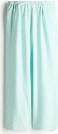 H&M Wide Linen-blend Trousers in Light Turquoise at Nordstrom, Size Xx-Large