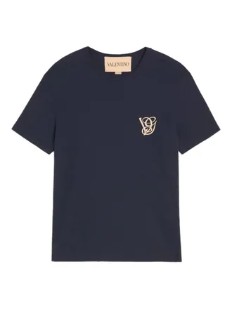 Valentino Garavani VG-patch cotton T-Shirt - men - Cotton - M - Blue