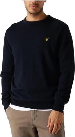 Lyle & Scott Katoenen Merino Trui met Ronde Hals - Heren - Ronde hals truien - Blauw - XS - Katoen - Truien & Vesten
