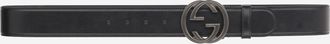 Gucci Mens Black Leather Belt Calfskin
