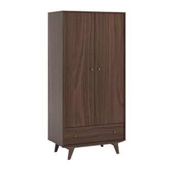 Calicosy Armario 2 puertas 1 caj&oacute;n - H185 cm - Efecto Madera oscura