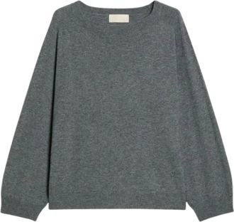 iBlues Trui van wol en kasjmier met rechte pasvorm - Dames - Ronde hals truien - Grijs - M - Wol - Truien & Vesten