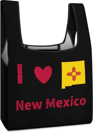Generic I Love New Mexico Reusable Shopping Bags Lightweight Foldable Grocery Bag Polyester Washable Tote Bag