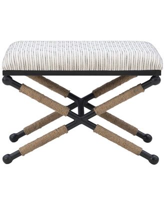 Linon Campaign Striped Accent Stool