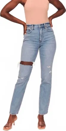 Abercrombie & Fitch Ultra High Rise 90S Straight Jean In Blue