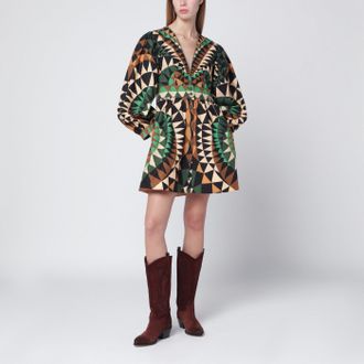 Farm Rio Green Heart Deco Minikleid