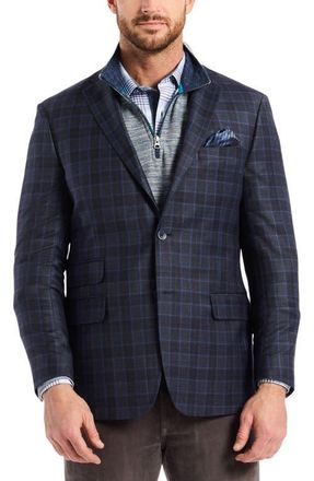 Robert Graham Kipton Windowpane Plaid Wool Blend Sport Coat in Navy at Nordstrom, Size 42