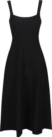 Staud Ellison A Line Square Neck Viscose Midi Dress