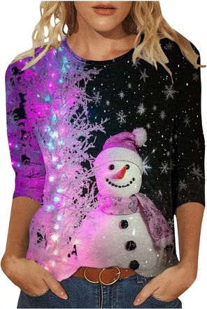 Generic Christmas Jumpers For Women Christmas Tshirts Xmas Jumpers Sparkly Tops Ladies Sweatshirts Light Up T Shirt Funny Clothes Xmas Dresses Plus Size Cloth