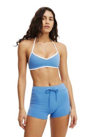Cotton On Womens Active Ultra Soft Halter Open Back Crop in Ultramarine White at Nordstrom, Size X-Small