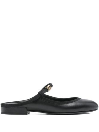 Dolce & Gabbana DG leather mules - women - Calf Leather/Viscose/Calf Leather - 36 - Black