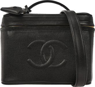 Chanel Vintage Timeless Vanity Case Caviar Black Leather Handbag (Pre-Owned)