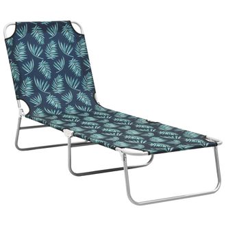 vidaXL Vidaxl - Tumbona Plegable De Acero Y Tela Estampado De Hojas