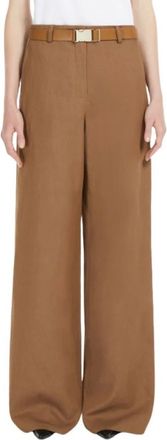 Max Mara Wide Trousers, female, Brown, XS, Cotton and Linen Trousers