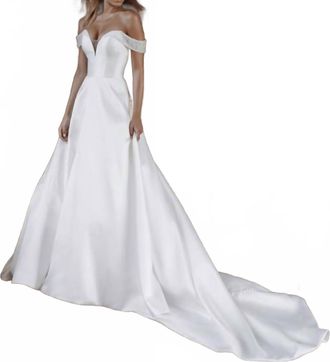 Abella Off-The-Shoulder Wedding Dress In Ivory