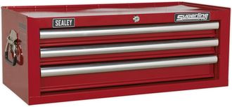 Loops 670 x 320 x 255mm RED 3 Drawer MID-BOX Tool Chest Lockable Storage Unit Cabinet
