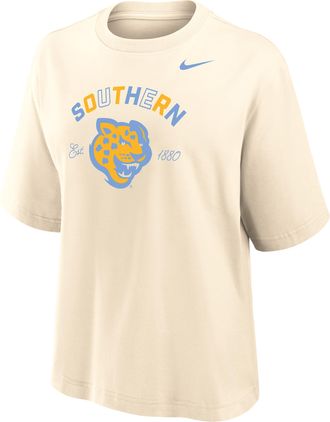 Nike Womens College (Southern University and A&M) Boxy Cotton T-Shirt in Brown | ZW12573SUAM25-NAT