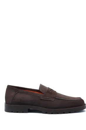 Santoni Suede Moccasins with Rubber Sole