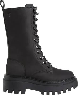 Calvin Klein Jeans Schoenen, Dames, Zwart, 36 EU, Leer, Flatform Veterlaars