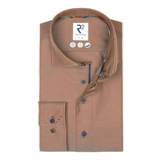 R2 Amsterdam Casual Overhemd Upgrade - Heren - Casual Overhemden - Bruin - M - Overhemden