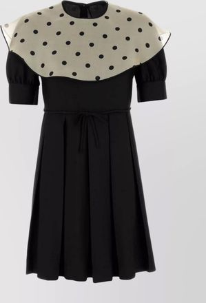 Valentino Garavani silk mini dress with pleated skirt and polka dot collar