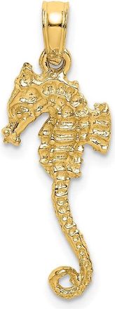 Diamond2Deal 14k Yellow Gold 3-D Textured Seahorse with Long Tail Charm Pendant