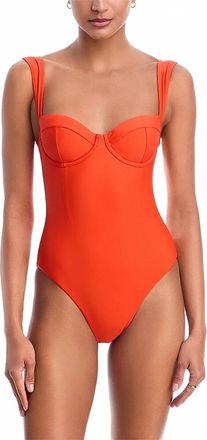 SIMKHAI Kyle Bustier One Piece Swimsuit In Lobster