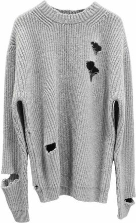 Haikure Linden Sweater Distressed - Heren - Ronde hals truien - Grijs - L - Wol - Truien & Vesten