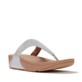 FitFlop Lulu Crystal Embelli Toe-Post in Steeled Silver at Nordstrom, Size 11