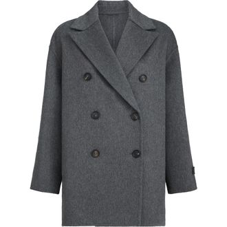 Brunello Cucinelli Cashmere double beaver cloth pea coat in Anthracite at Nordstrom, Size 48 It
