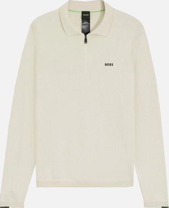 HUGO BOSS Mens Hugo Boss Mens White Knit With Collar Neck - Tan - Size: 46