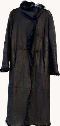 Joseph Black Maxi Shearling Coat Size M