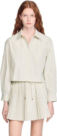 Sandro Striped rhinestone shirt in Ecru at Nordstrom, Size X-Large