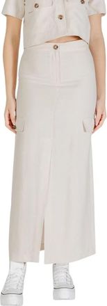 Jacqueline de Yong JDYLuna Maxi HW Rok - Dames - Maxi Rokken - Wit - M - Polyester - Rokken