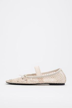 Bimba & Lola Mesh Ballerina Flats with Metal Details in Off White at Nordstrom, Size 35