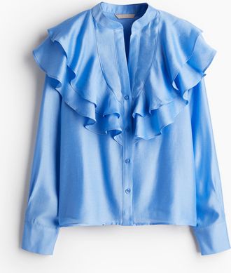 H&M Bluse mit Volants - Blue