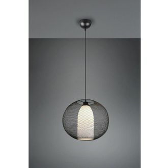 Trio Difusor De Suspensi&oacute;n De Ara&ntilde;a, Jaula De Metal Redonda Negra Con Iluminaci&oacute;n De Tr&iacute;o De Hilo De Vidrio Opal