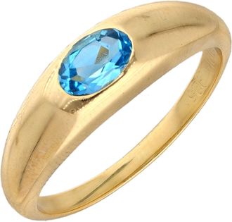 Tiramisu Gold Plated Over 925 Silver Swiss Blue Topaz Solitaire Ring