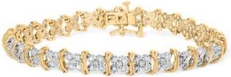 House of Brilliance 10K Yellow Gold Plated Silver 2.0 Cttw Diamond Cluster X Shaped Link Bracelet at Nordstrom