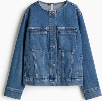 H&M Collarless Trucker Jacket in Denim Blue at Nordstrom, Size Xx-Large