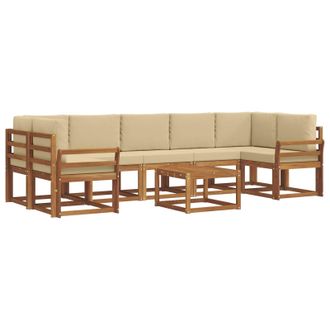 vidaXL Conjunto De Sof&aacute;s De Exterior Con Coj&iacute;n 8 Pcs Natural Y Beige Vidaxl