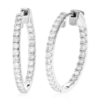 Vir Jewels 1 cttw Lab Grown Diamond Hoops Earrings in Sterling Silver With Latch Backs For Women
