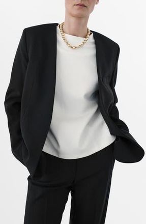 Mango Selection Collarless Blazer in Black at Nordstrom Rack, Size X-Small