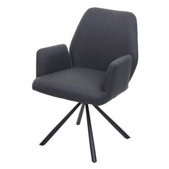 Hhg D&eacute;coshop26 - Silla De Comedor Sill&oacute;n De Oficina En Tela Gris Oscuro En Acero Dise&ntilde;o Giratorio Retro Y Moderno 040002271