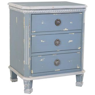 Wanderlust Deco Mesita de madera con 3 cajones 50x35x60 azul