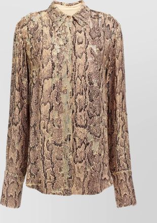 Dries Van Noten snake print sequin collared shirt