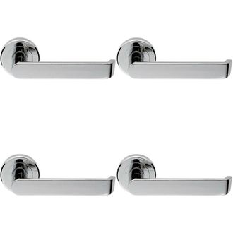 Loops 4x Flat Faced Lever on Concealed Fix Round Rose 50.5mm Diameter Polished Chrome