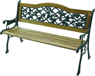 No Brand Banco Hierro Fundido Madera Flora Exterior 126x56xh76 Cm - Kg.26