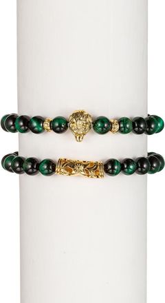 Eye Candy Los Angeles Green Tigers Eye Buddha Bracelets - Set of 2 at Nordstrom Rack