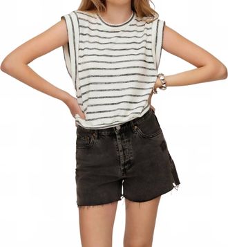 Fifteen Twenty Janice Extended Sleeve Top In Off White With Black Stripe